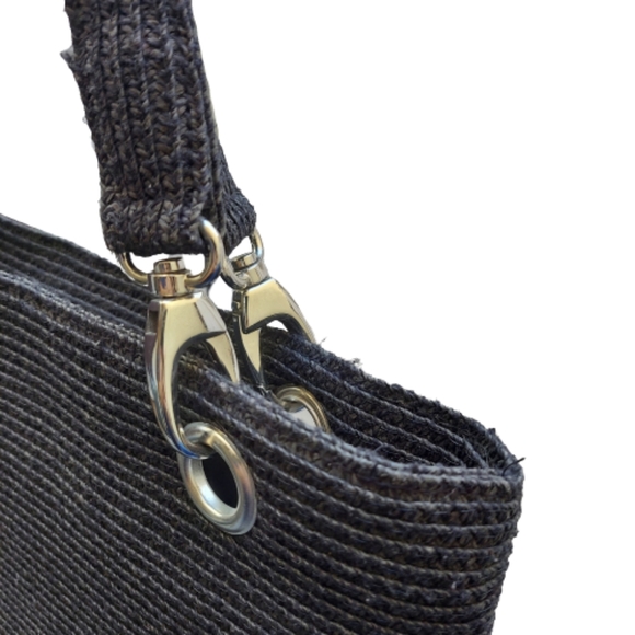 Magid Black Paper Straw Tote Handbag - Picture 5 of 10